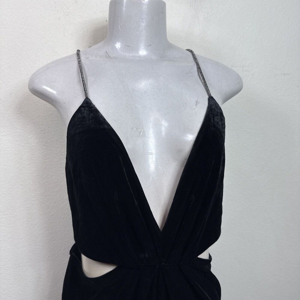 (Q1) ZARA VELVET JUMPSUIT WITH RHINESTONE STRAPS, size S - Picture 11 of 16